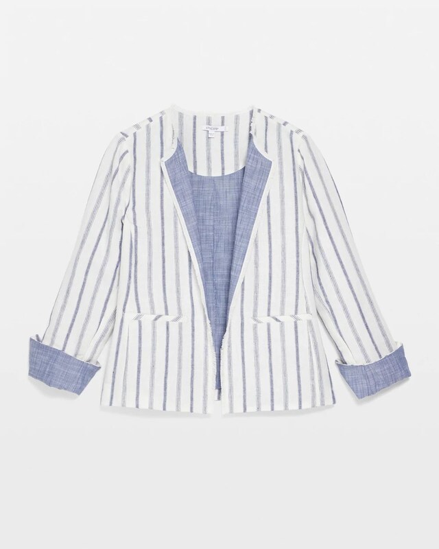 Stripe Linen Frayed Jacket - image 5